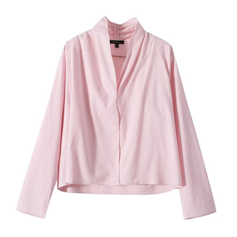 Damen Leichte Viskose‑Bluse mit offenem Schalkragen und kastiger Silhouette Shop Nory