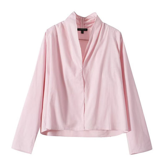 Damen Leichte Viskose‑Bluse mit offenem Schalkragen und kastiger Silhouette Shop Nory