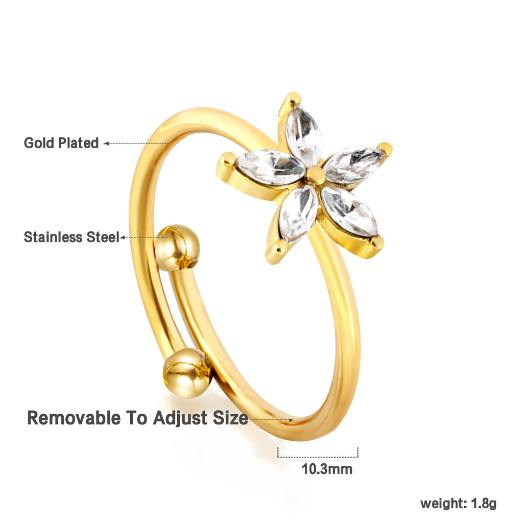 Damen Hängende Ohrstecker mit floralem Design aus hochwertigem, goldplattierten Edelstahl Shop Nory