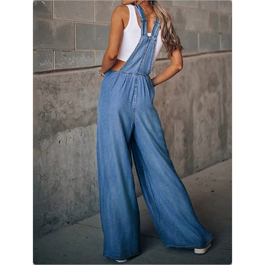 Damen Weite Denim-Latzhose im Palazzo‑Stil Shop Nory