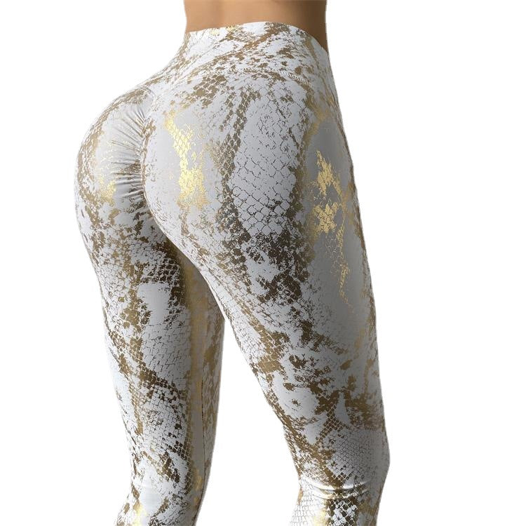 Damen Sportleggings im Schlangenprint mit hohem Bund