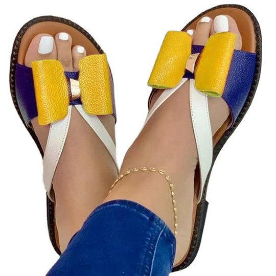 Damen bequeme und elegante Riemensandaletten mit raffiniertem Schleifen-Detail