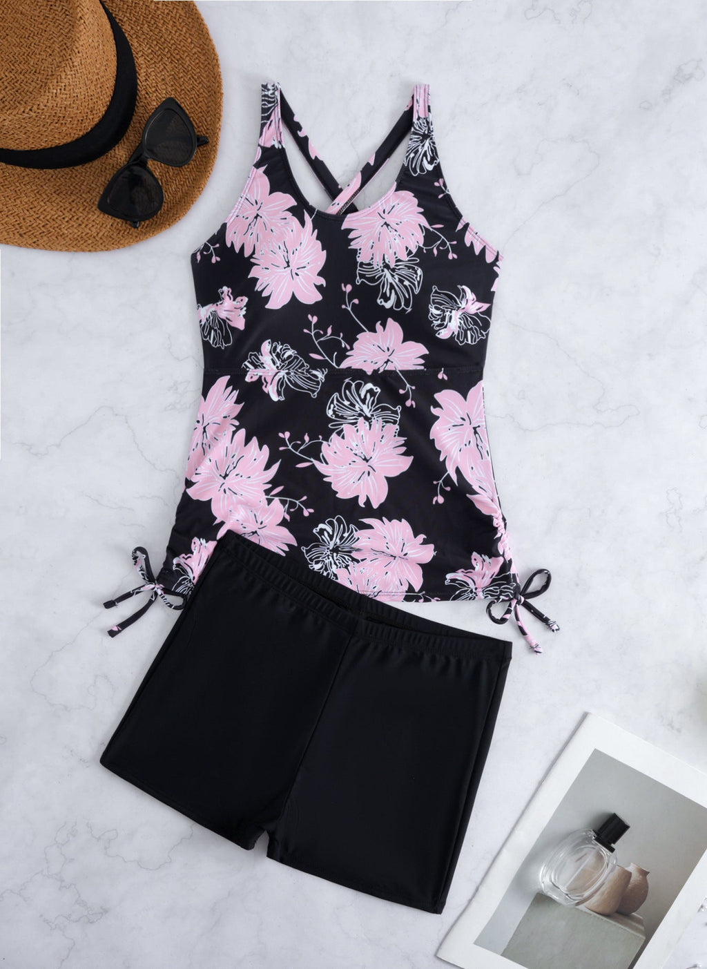 Damen Tankini-Set mit floralem Oberteil und bequemen Shorts