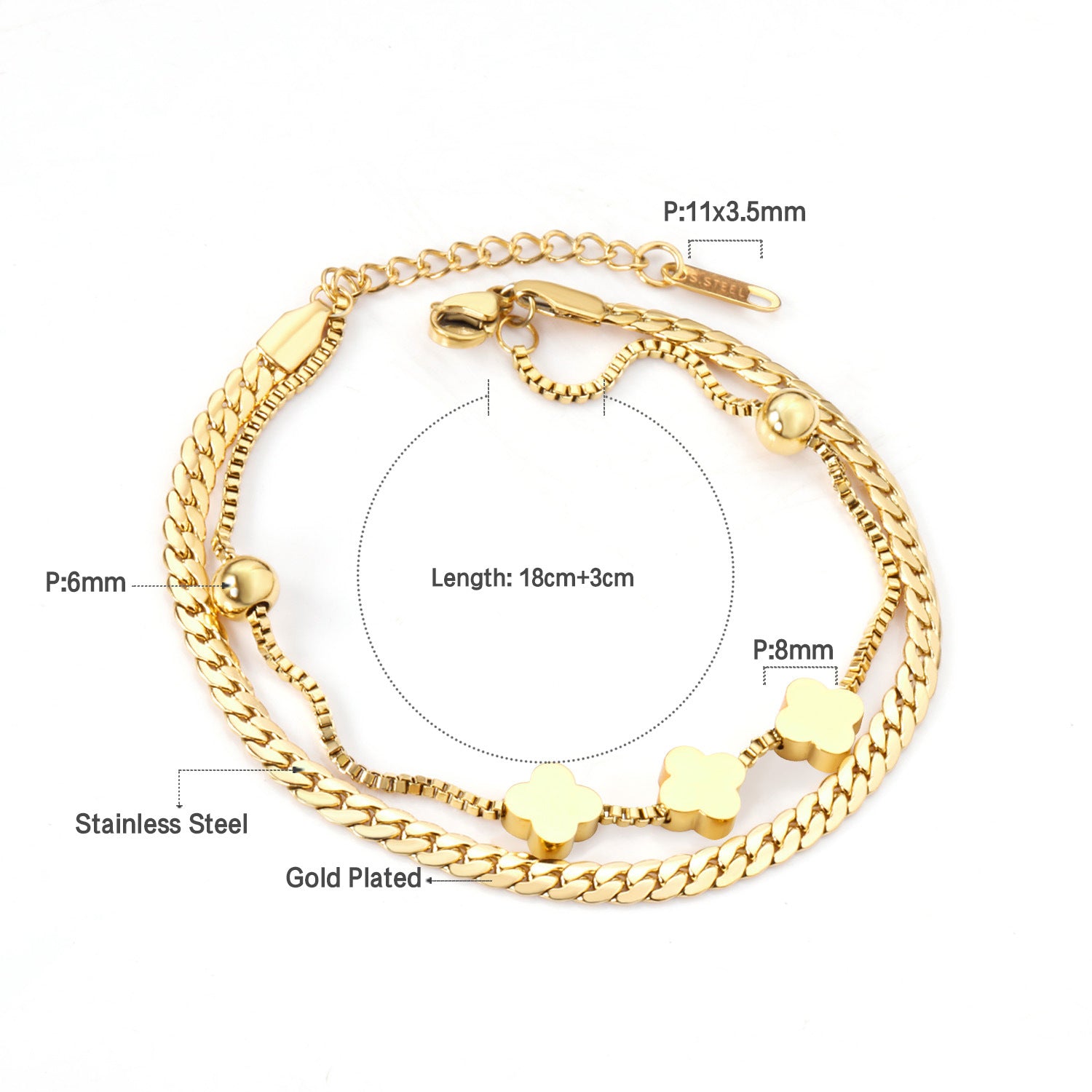 Damen elegant gestaltetes Armband mit funkelnden Kettenelementen Shop Nory