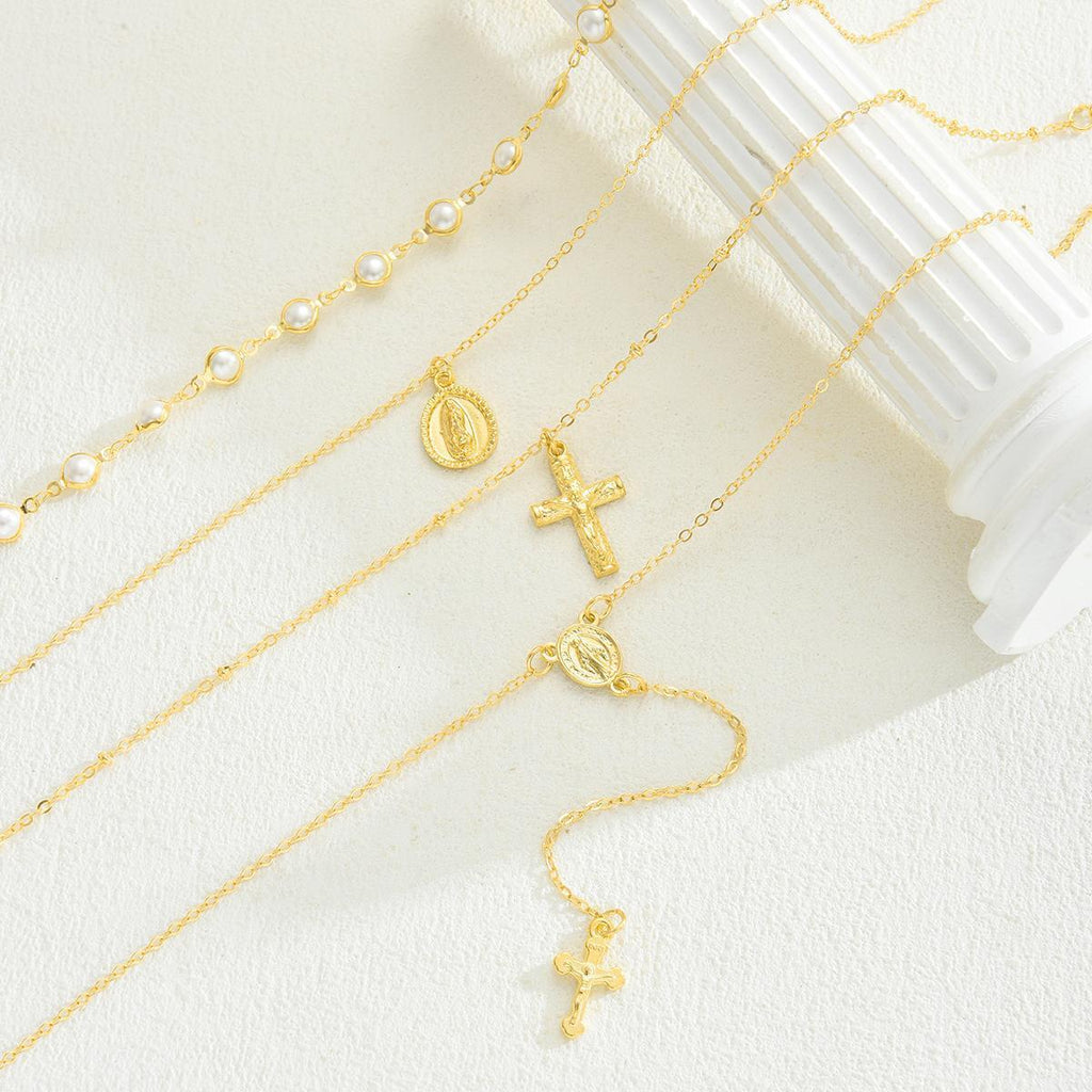 Damen Halsketten-Set mit eleganten Anhängern und Perlenakzenten Shop Nory