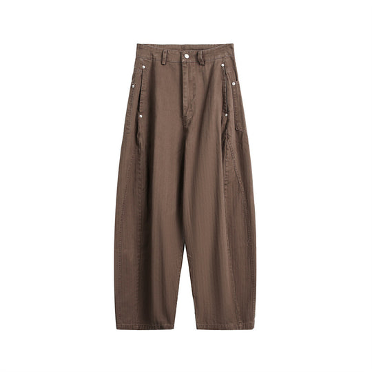 Damen Weite High‑Waist Cargo-Hose mit tiefem Schritt und aufgesetzten Seitentaschen Shop Nory