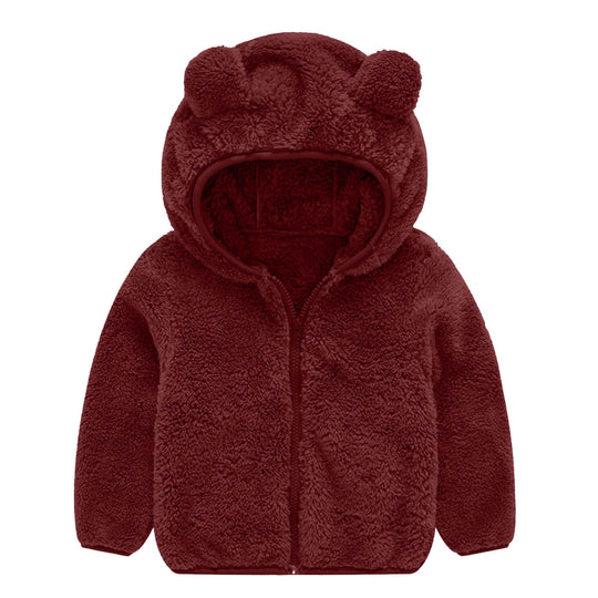 Damen Fleecejacke mit niedlichem Bärenohren-Design