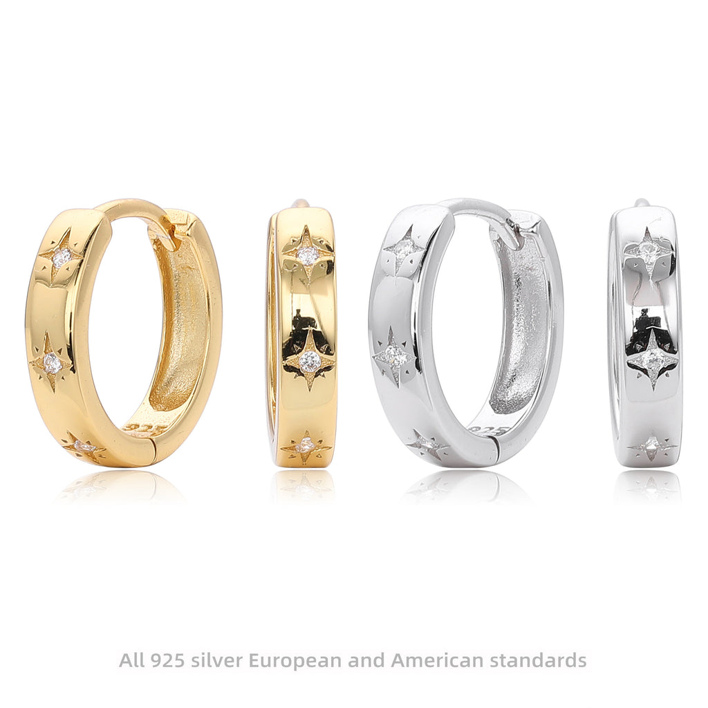 Damen Creolenohrringe mit funkelnden Zirkon-Akzenten aus hochwertigem 925 Sterling Silber Shop Nory