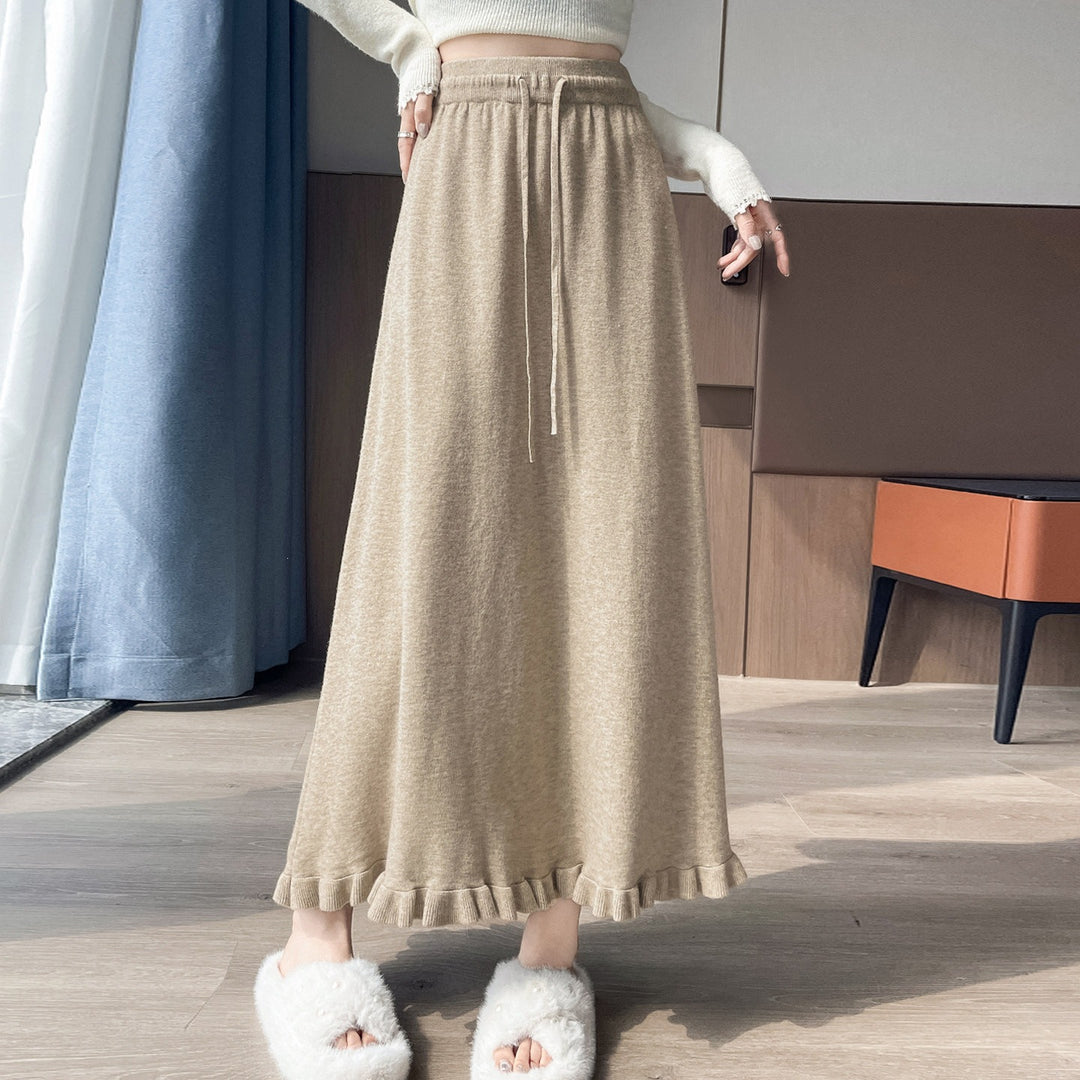 Damen Eleganter und fließender Maxirock mit Volantabschluss Shop Nory