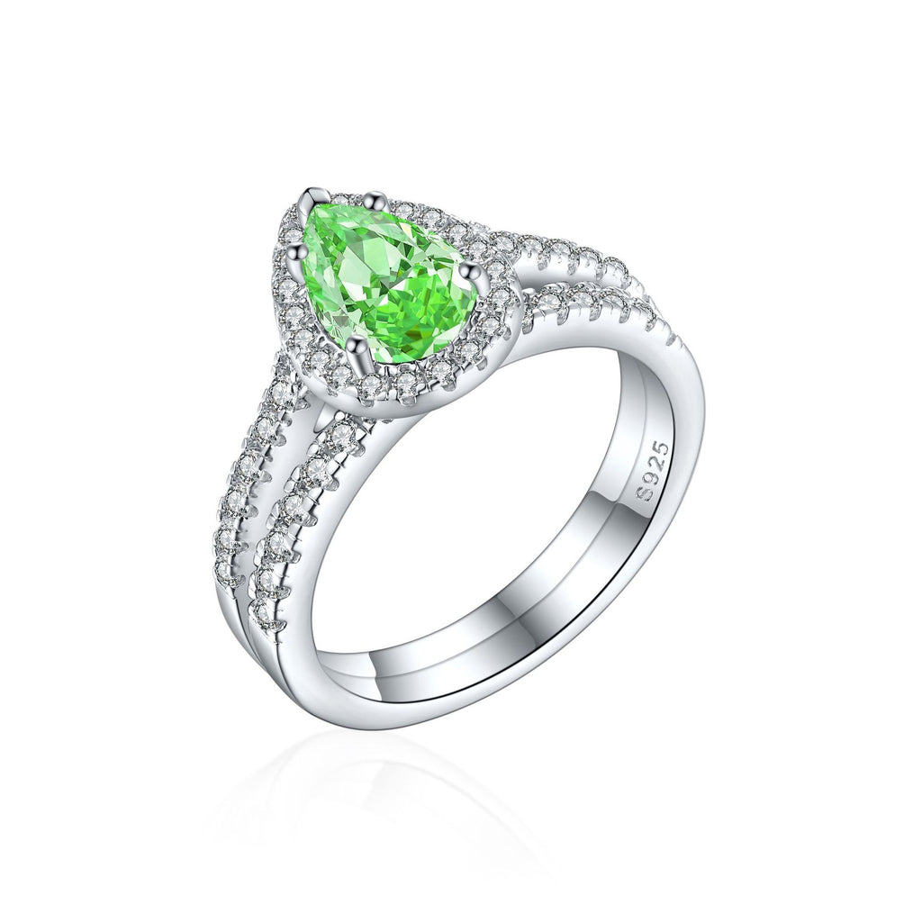 Damen eleganter Tropfenring mit funkelndem Edelstein und Zirkonia-Besatz Shop Nory