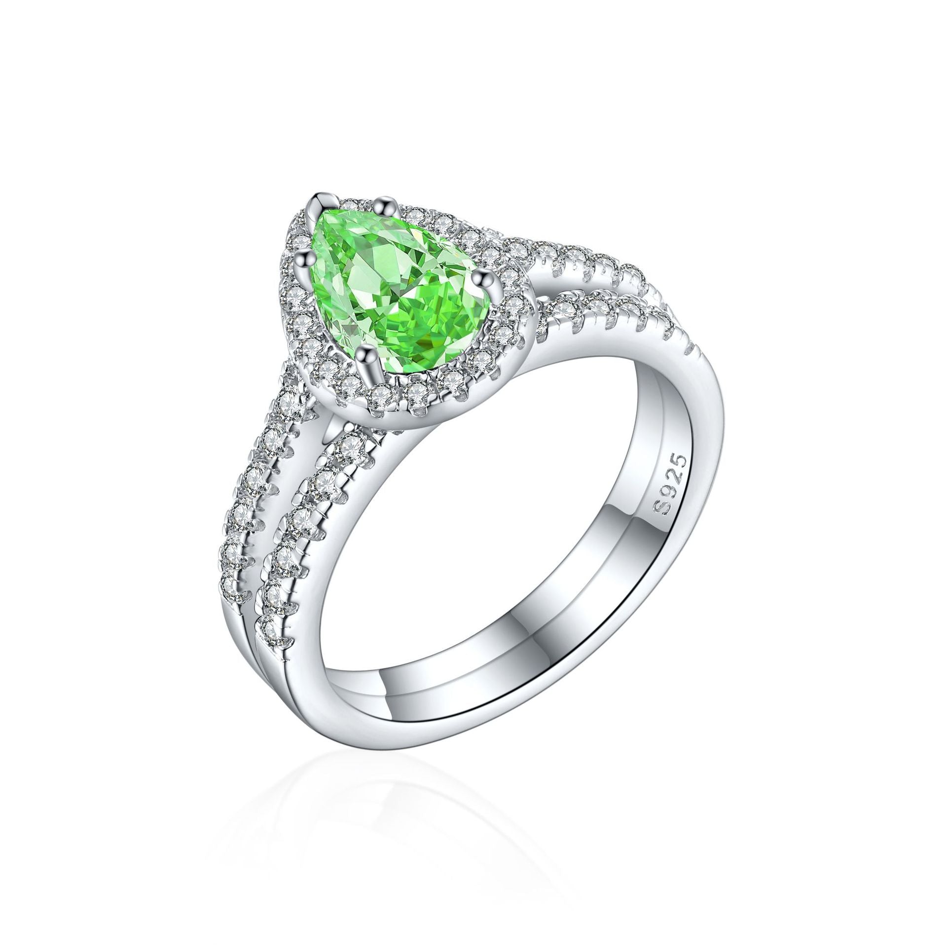 Damen eleganter Tropfenring mit funkelndem Edelstein und Zirkonia-Besatz Shop Nory