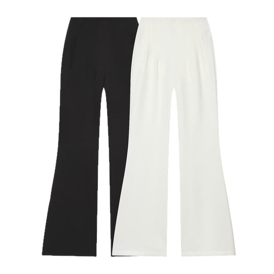 Damen Hochtaillierte weite Stoffhose mit geradem Bein und verdecktem Bund Shop Nory