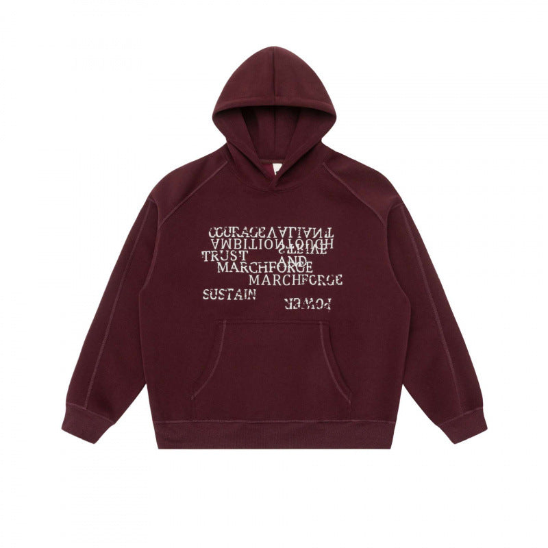 Unisex Oversize Kapuzenpullover mit typografischem Mirror-Print, Kängurutasche und Raglanärmeln Shop Nory