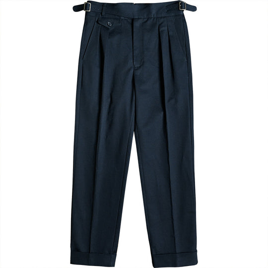 Herren Bundfaltenhose mit verstellbaren Seitenschnallen und Umschlag Shop Nory