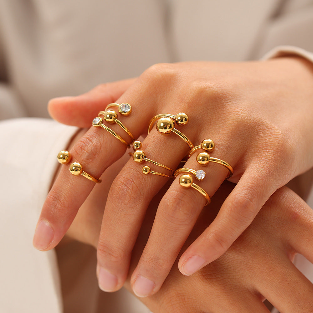 Damen Eleganter Ring mit Doppel-Kugel Shop Nory