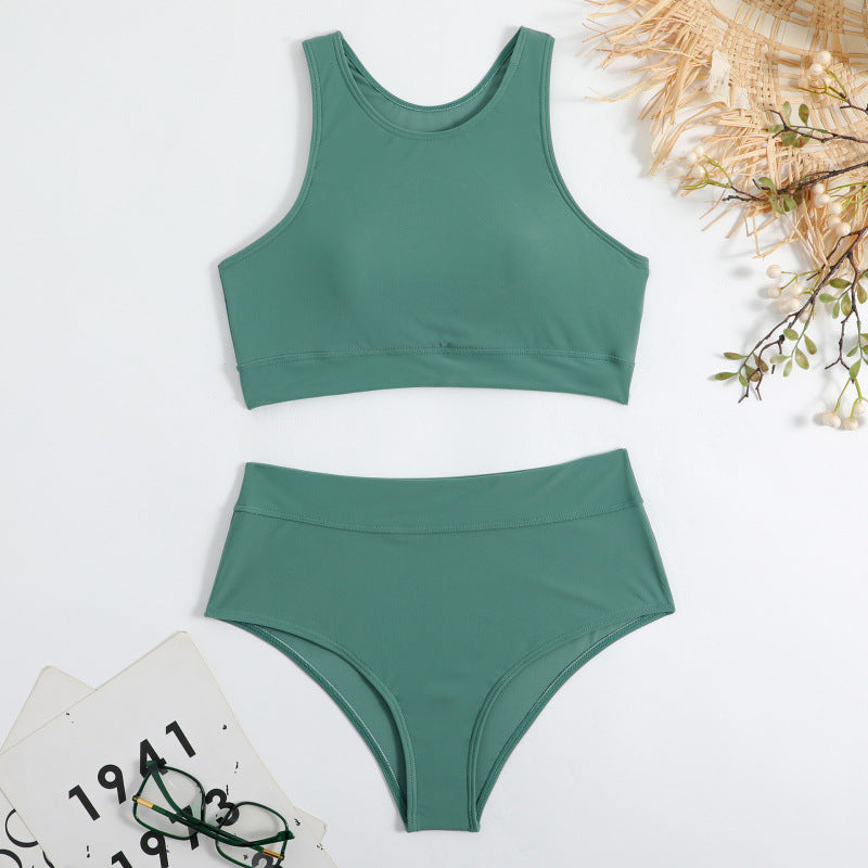 Damen Bikini-Set mit hohem Bund und sportlichem Oberteil Shopnory