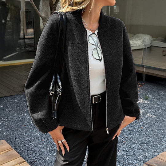 Damen nan leichte Fleece‑Bomberjacke mit Stehkragen, zweiseitigem Reißverschluss und lässiger Oversize‑Passform Shop Nory