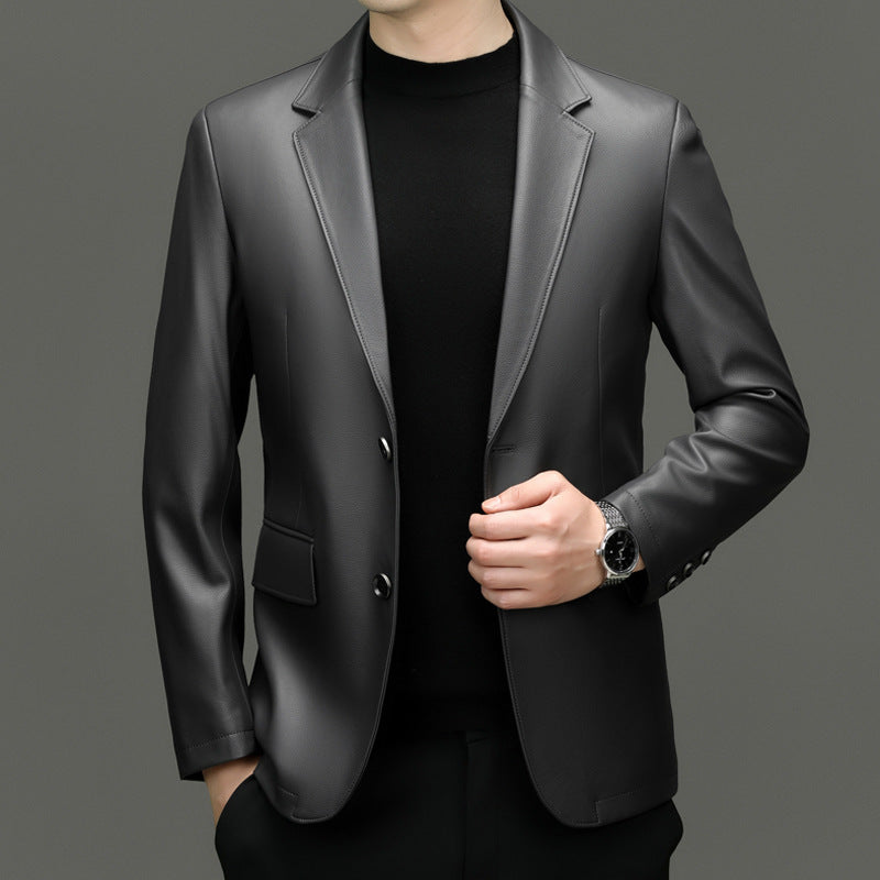 Herren Schlankes Sakko aus Kunstleder mit dezentem Revers und Ein-Knopf-Verschluss Shop Nory