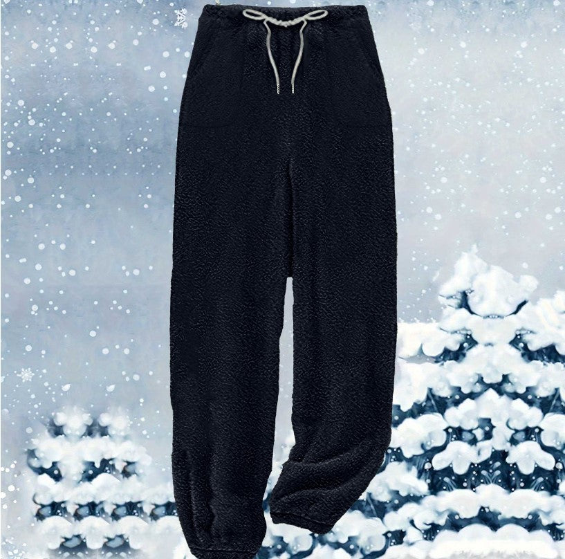 Damen nan kuschelige Sherpa-Fleece Loungehose mit Kordelzug, hoher Taille und elastischen Bündchen Shop Nory