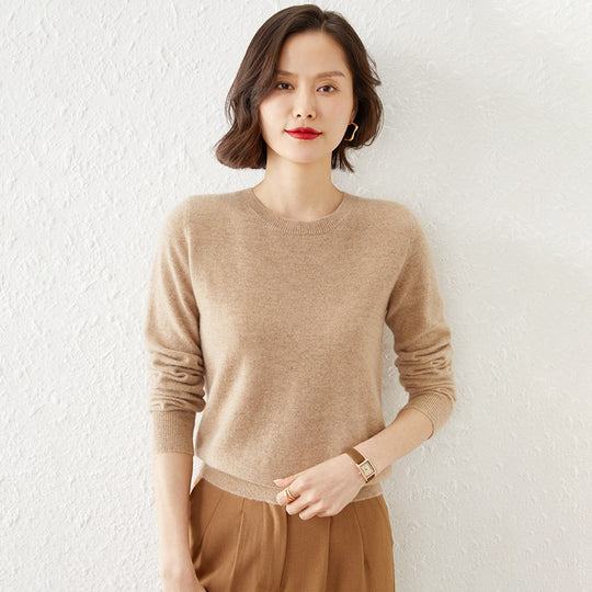 Damen Kurzgeschnittener Feinstrickpullover mit Rundhalsausschnitt und geripptem Bund Shop Nory