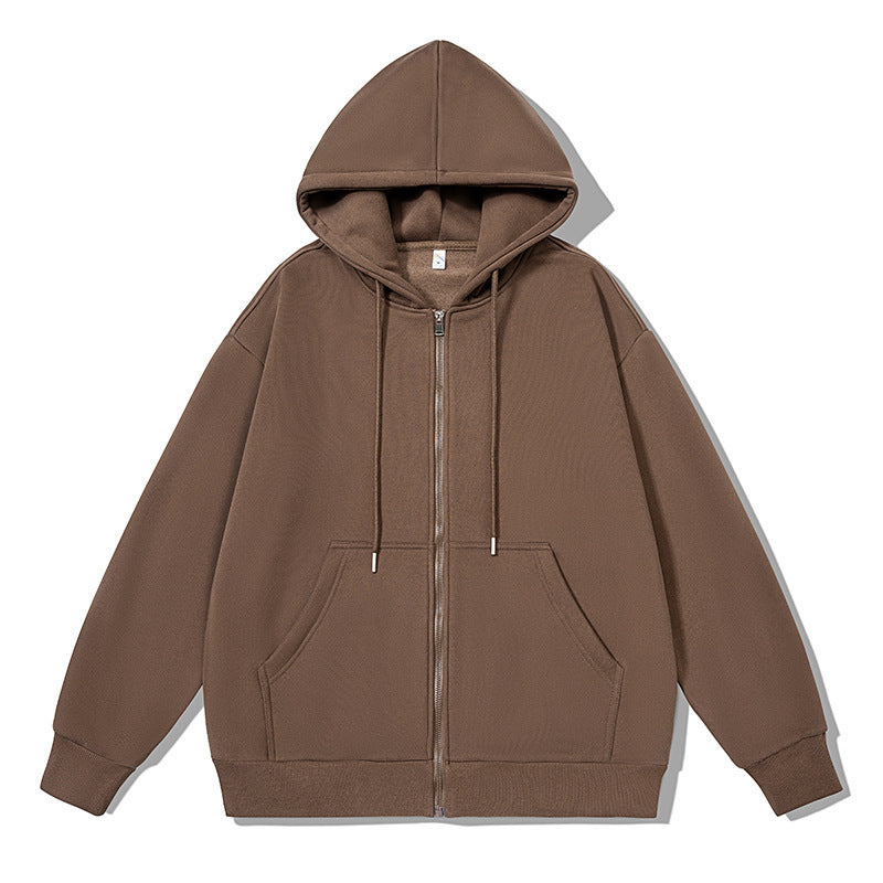 Unisex oversized Kapuzenjacke mit ausladendem Schulterschnitt, durchgehendem Reißverschluss und French-Terry Shop Nory