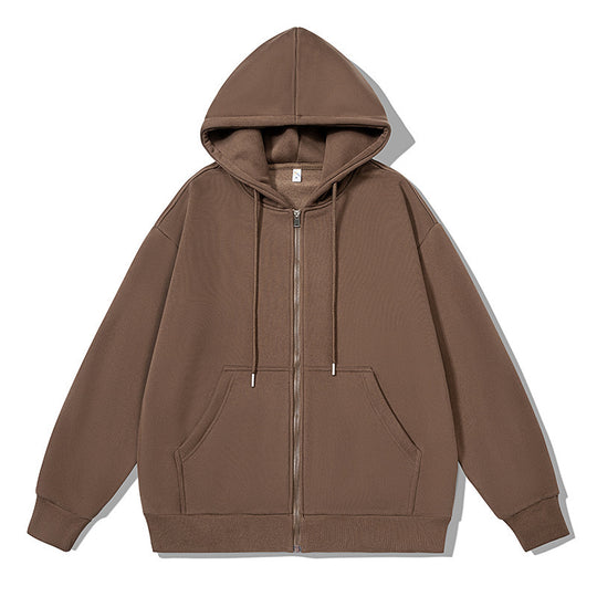 Unisex oversized Kapuzenjacke mit ausladendem Schulterschnitt, durchgehendem Reißverschluss und French-Terry Shop Nory