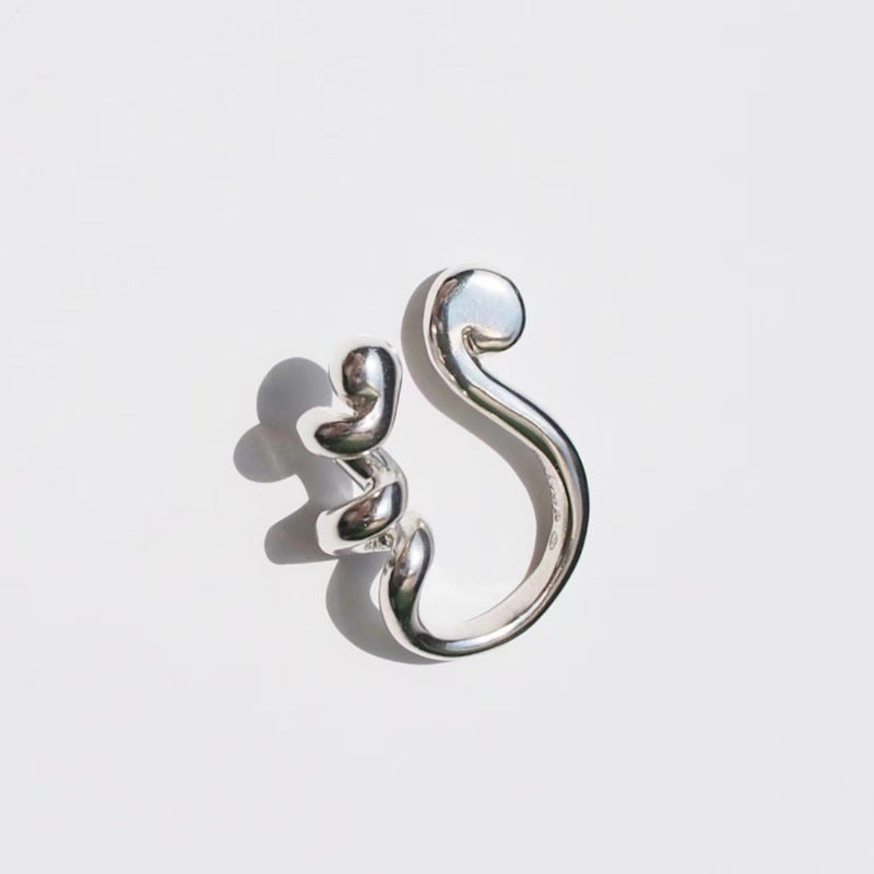 Damen offener Ring mit kreativem Wellen- und Spiralen-Design Shop Nory