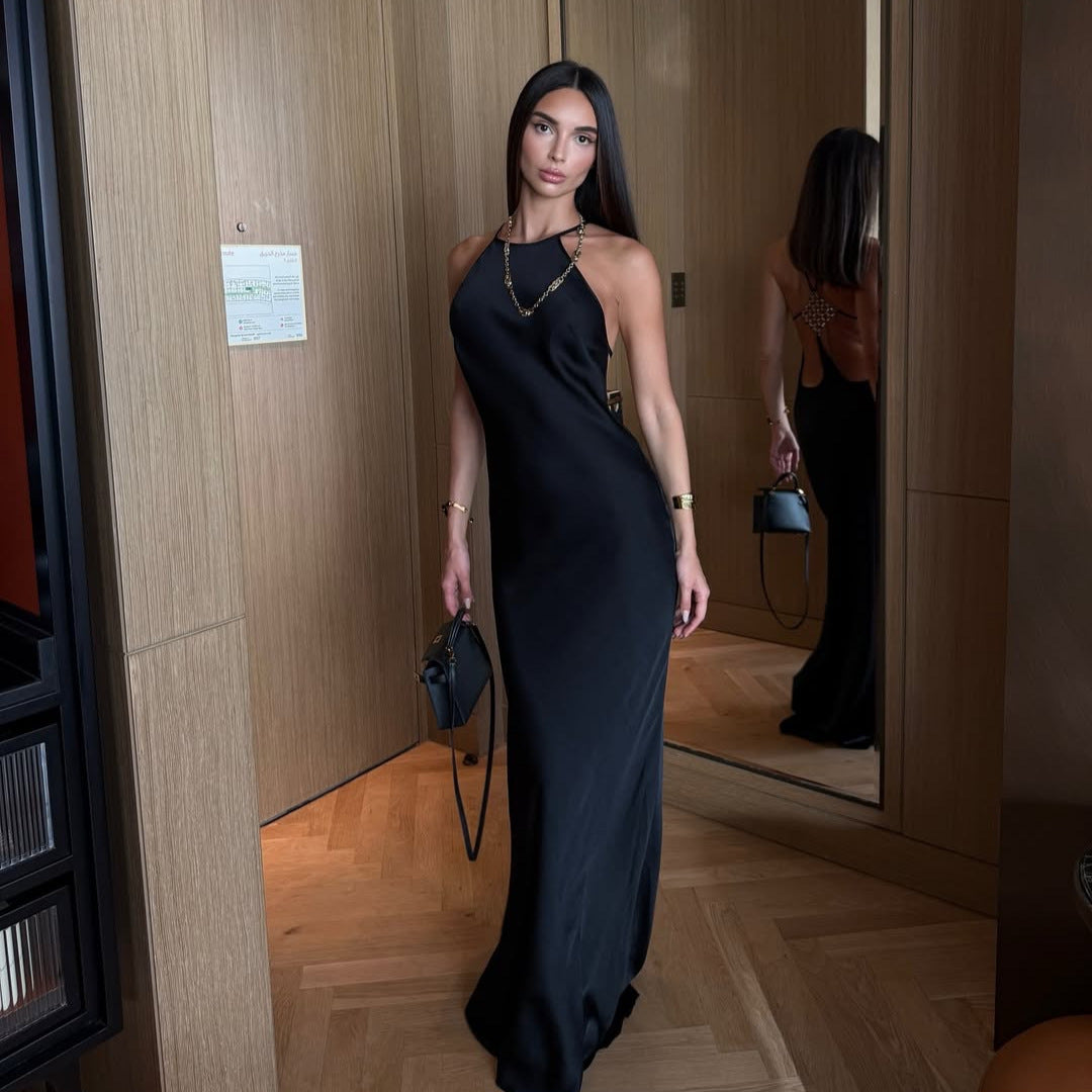 Damen Elegantes Abendkleid mit tiefem Rückenausschnitt und feinen Trägerdetails
