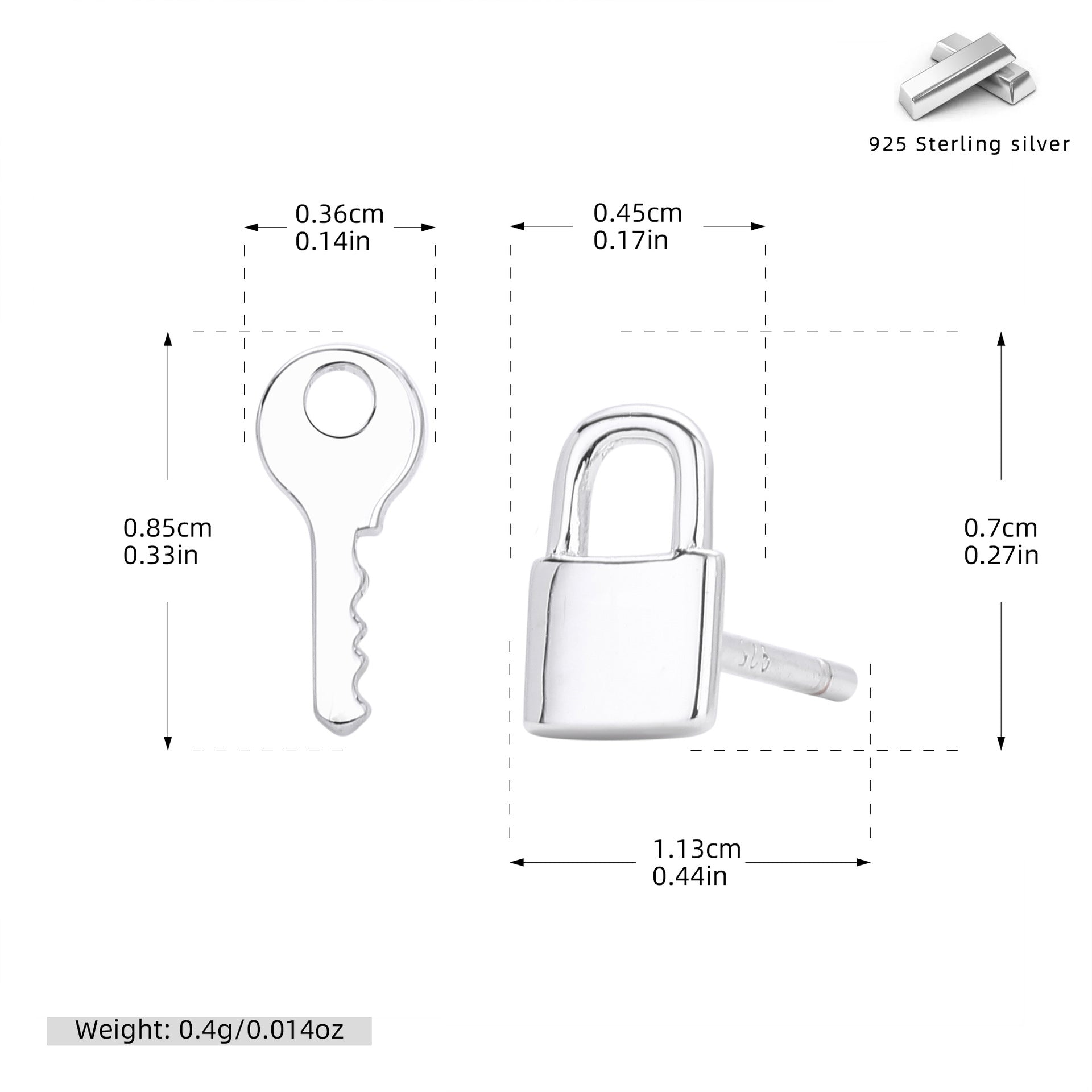 Damen Ohrstecker im Schlüssel- und Schlossdesign Shop Nory
