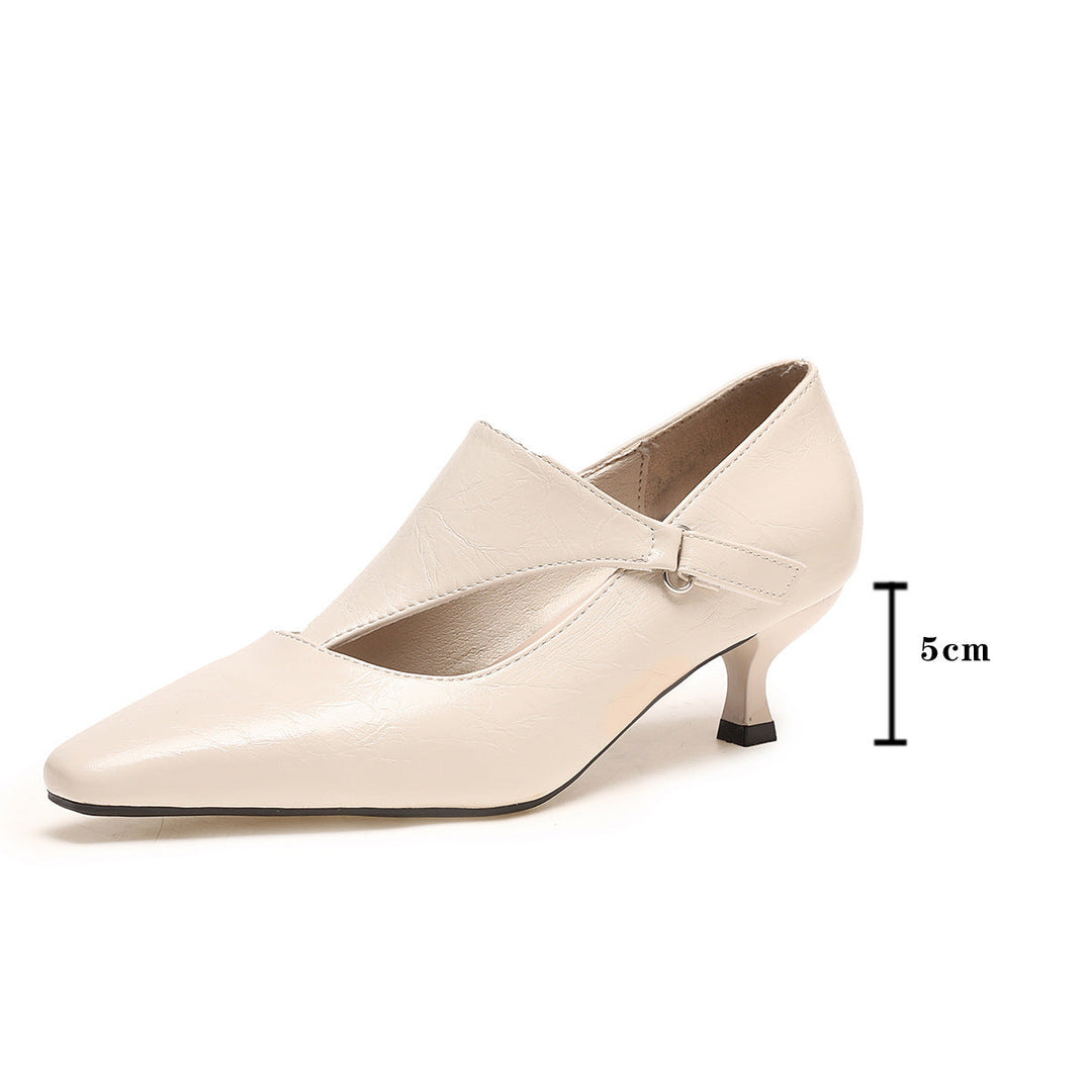 Damen elegante Peeptoe-Ballerinas mit modischem Riemen und komfortablem Absatz