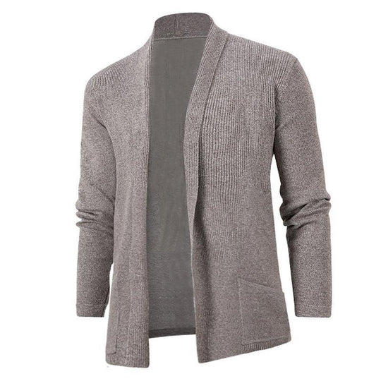 Herren lässige Strickjacke mit offenem Kragen und elegantem Rippdesign