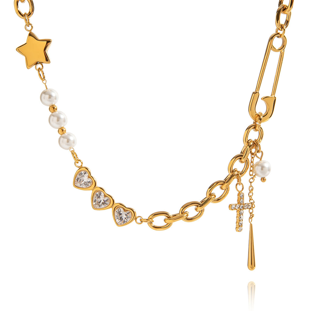 Damen Edelstahl-Armband mit Kristallanhängern und modischem Design Shop Nory