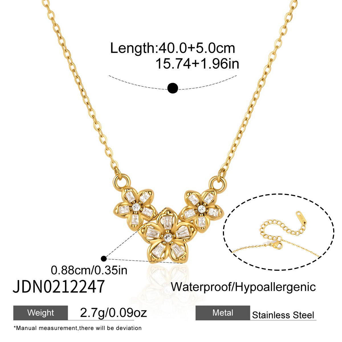 Damen Halskette mit floralem Zirkonia-Anhänger und hypoallergener Edelstahlverarbeitung Shop Nory