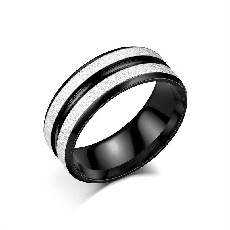 Herren Ring mit stilvollem gebürstetem Edelstahl und schwarzem Akzent Shop Nory