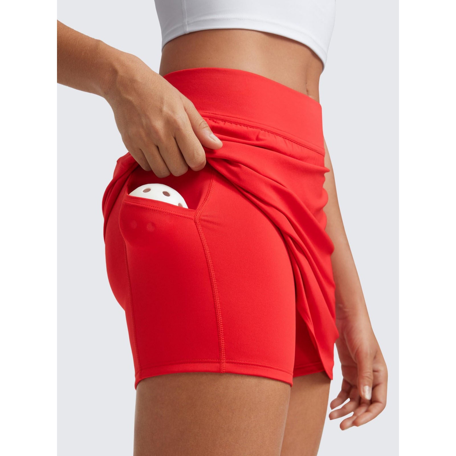 Damen Sportrock mit hohem elastischen Bund und seitlichen Taschen Shopnory
