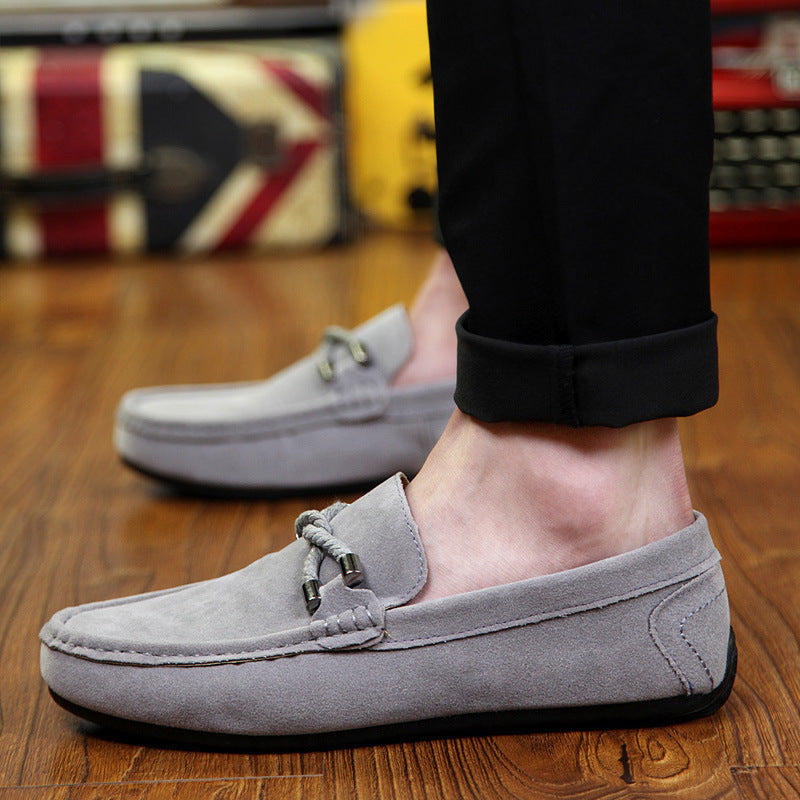 Damen weicher Veloursleder Mokassin Loafer mit geflochtener Dekorschnur und flexibler Gummisohle Shop Nory