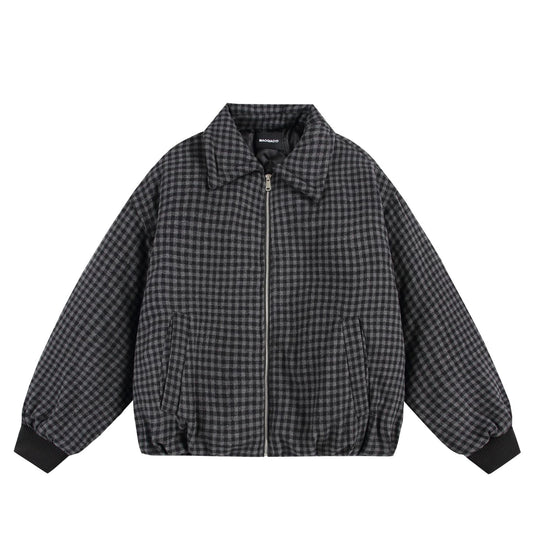 Unisex Boxy-Karos-Steppblouson mit Reißverschluss und elastischem Saum Shop Nory