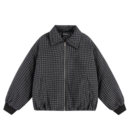 Unisex Boxy-Karos-Steppblouson mit Reißverschluss und elastischem Saum Shop Nory