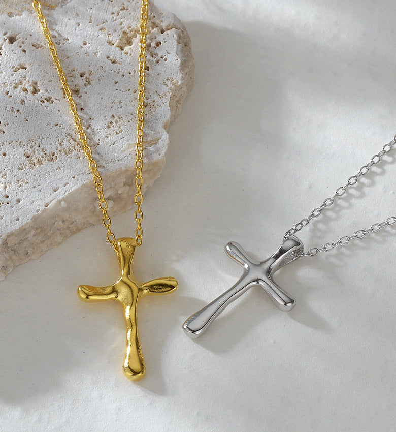 925 Sterling Silber Kabelkette Vergoldung Kreuz Anhänger Halskette | Shop Nory