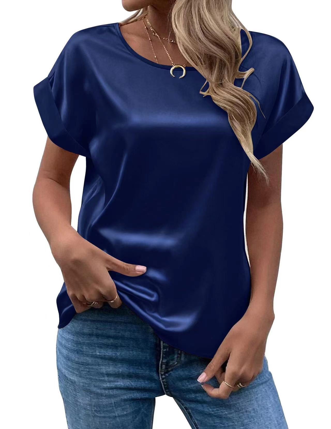 Damen Satin T-Shirt mit elegante Details