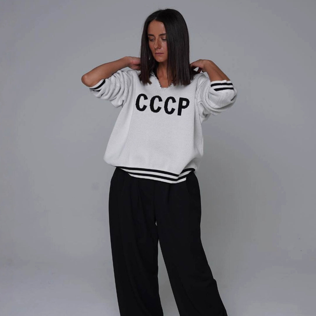 Damen oversize Strickpullover mit tiefem V-Ausschnitt und Kapuze Shop Nory