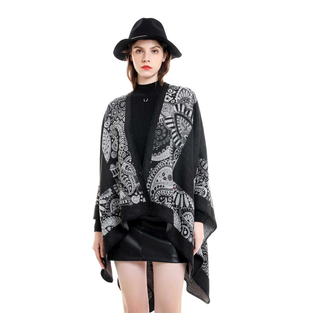 Damen Jacquard-Überwurf mit Paisley-Muster und offenem Kimono-Fall Shop Nory