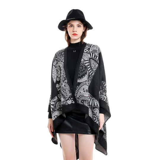 Damen Jacquard-Überwurf mit Paisley-Muster und offenem Kimono-Fall Shop Nory