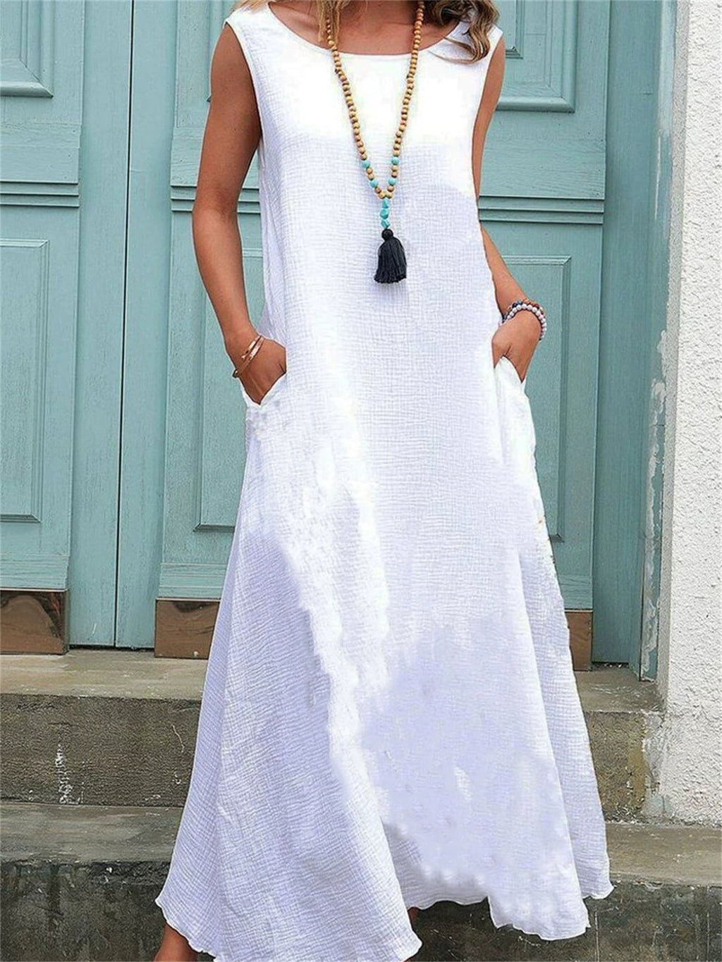 Damen Maxikleid mit praktischen Taschen und fließendem Schnitt