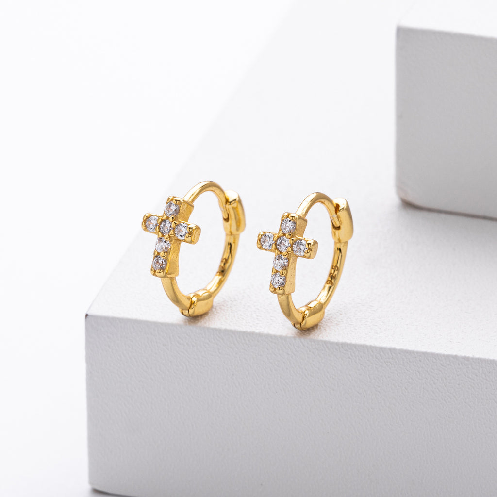 Damen Ohrhänger mit funkelndem Kreuzdesign aus 925 Sterling Silber Shop Nory
