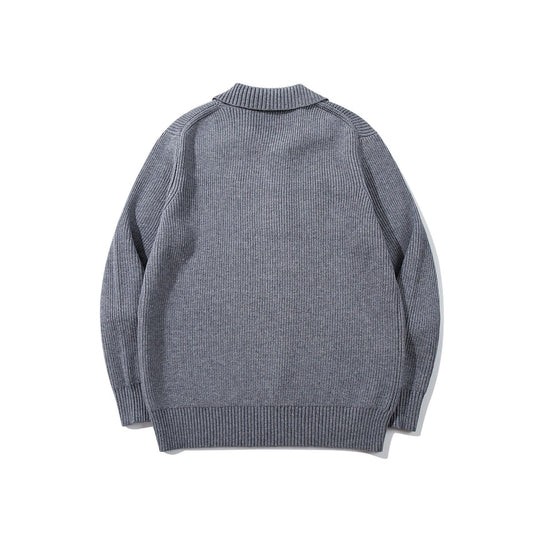 Herren Gerippter Polokragenpullover mit dreifacher Knopfleiste und Relaxed-Fit Shop Nory