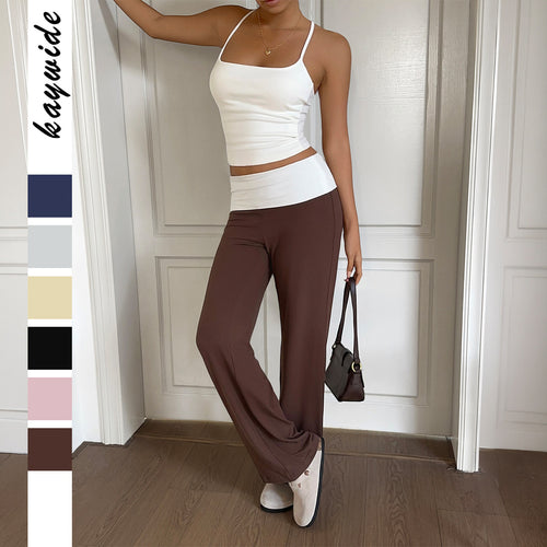 Damen nan weite Loungehose mit hohem Umschlagbund und fließendem Stretchjersey Shop Nory