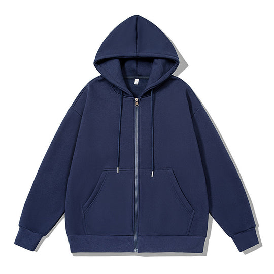 Unisex oversized Kapuzenjacke mit ausladendem Schulterschnitt, durchgehendem Reißverschluss und French-Terry Shop Nory