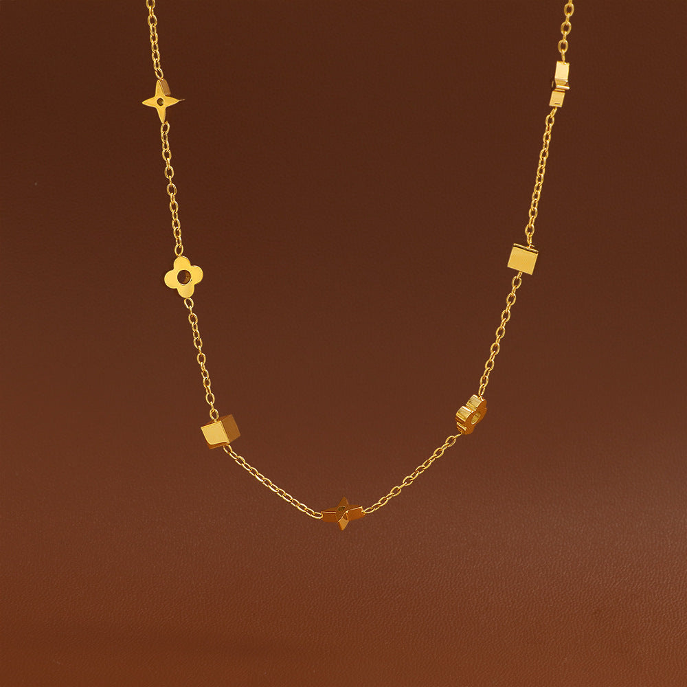 Damen elegante Halskette mit floralem Design und funkelndem Anhänger Shop Nory