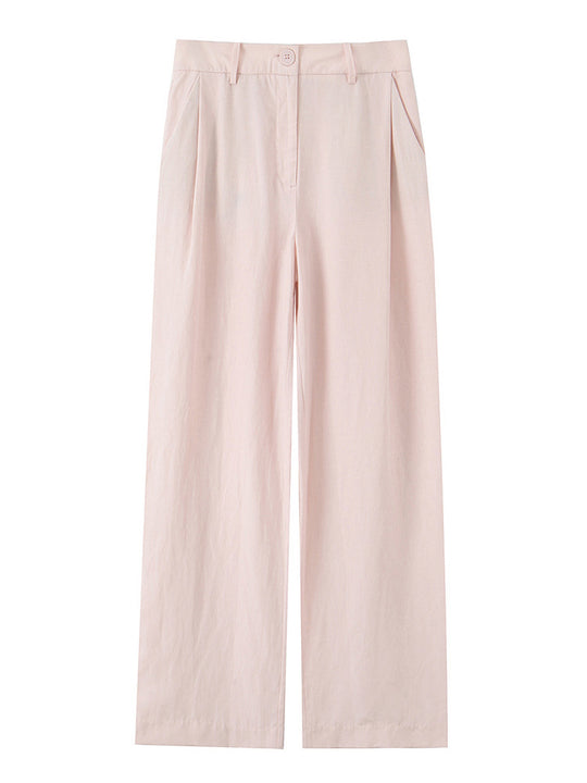 Damen Hochtaillierte weite Sommerhose mit Bügelfalte und Eingrifftaschen Shop Nory